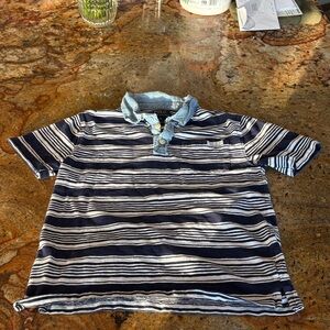 Polo by Ralph Lauren Blue Denim Collar Striped Shirt